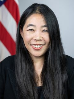 Erika Moritsugu has her Commissioned Officer official portrait taken on Thursday, July 1, 2021, in the Eisenhower Executive Office Building at the White House. (Official White House Photo by Stephanie Chasez)